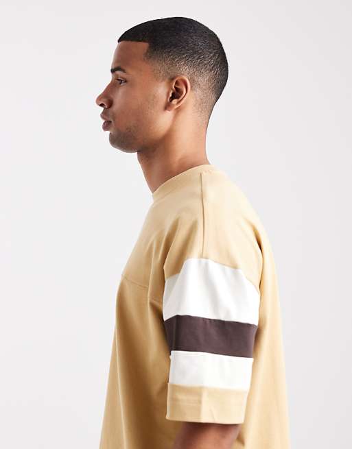 DESIGN Heavyweight Oversized T-shirt With Contrast Panels In Yellow