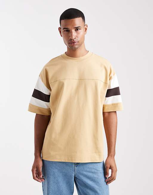 DESIGN heavyweight oversized t-shirt with contrast panels in yellow