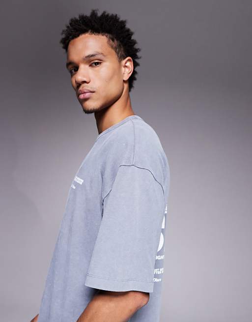 DESIGN Heavyweight Oversized T-shirt With Food & Drink Graphic In Washed Grey