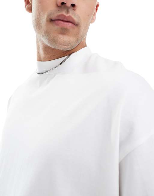DESIGN Heavyweight Oversized T-shirt With High Neck In White