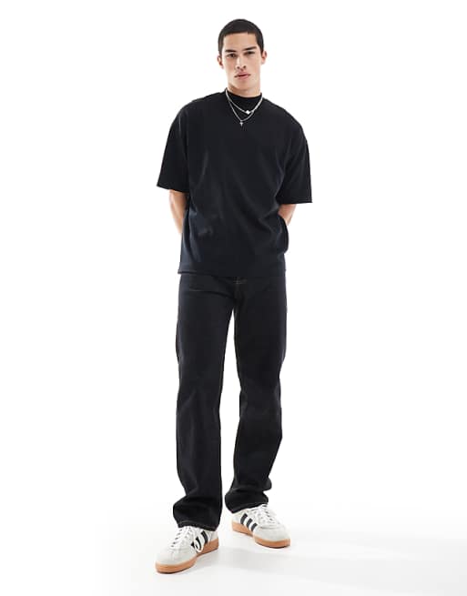 DESIGN Heavyweight Oversized T-shirt With High Neck In Black