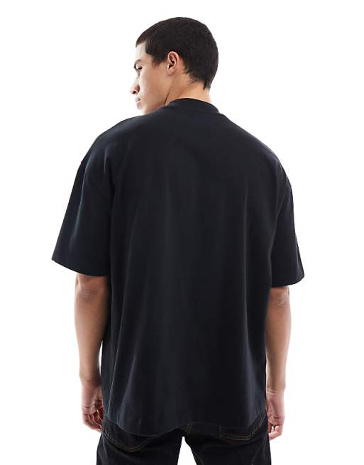 DESIGN Heavyweight Oversized T-shirt With High Neck In Black