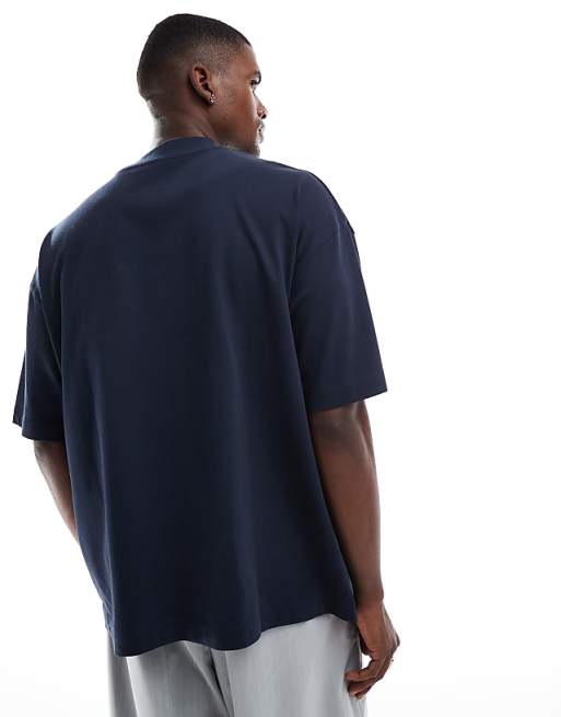 DESIGN Heavyweight Oversized T-shirt With High Neck In Navy