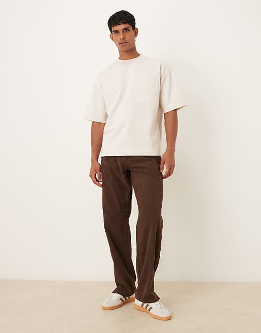 DESIGN Heavyweight Oversized T-shirt With Pocket In Beige Marl
