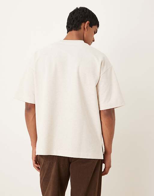 DESIGN Heavyweight Oversized T-shirt With Pocket In Beige Marl