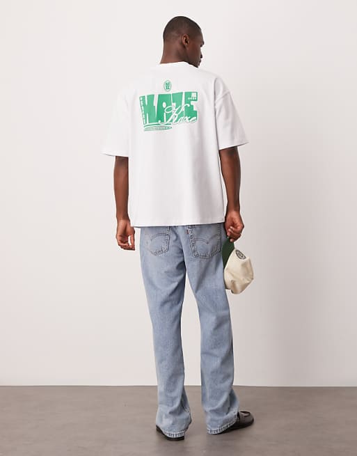 DESIGN Heavyweight Oversized T-shirt With Print Detail In White