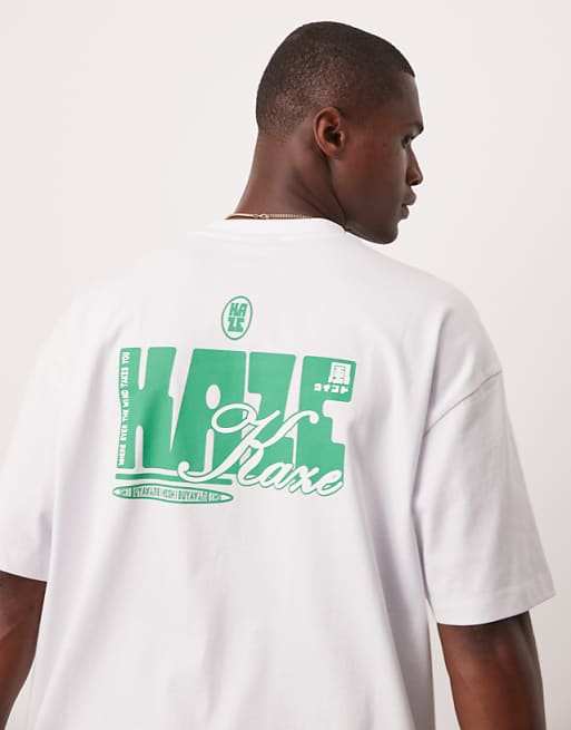 DESIGN Heavyweight Oversized T-shirt With Print Detail In White