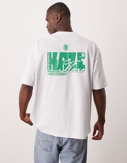 DESIGN heavyweight oversized t-shirt with print detail in white