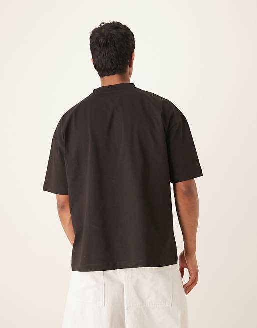 DESIGN Heavyweight Oversized T-shirt With Script Print In Black