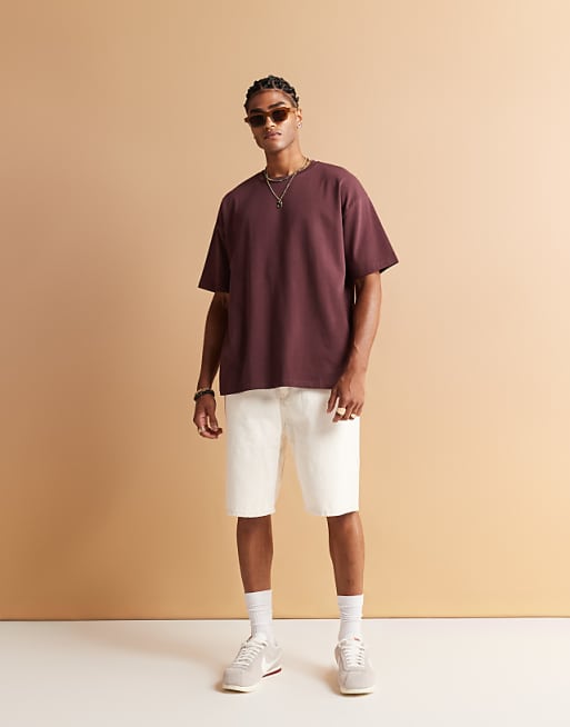 DESIGN Heavyweight Oversized T-shirt With Sport Back Graphic In Burgundy