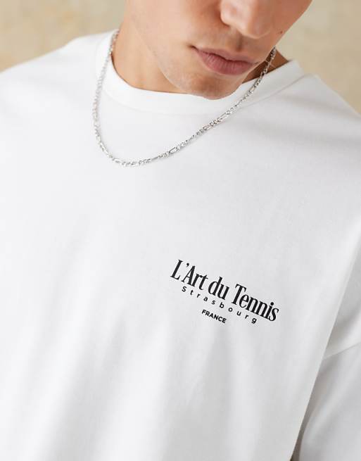 DESIGN Heavyweight Oversized T-shirt With Summer Graphic In White
