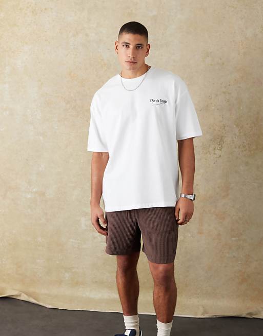 DESIGN Heavyweight Oversized T-shirt With Summer Graphic In White