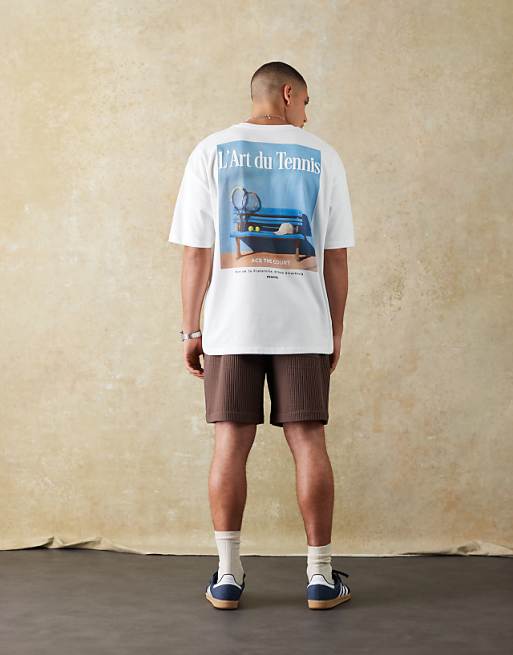 DESIGN Heavyweight Oversized T-shirt With Summer Graphic In White