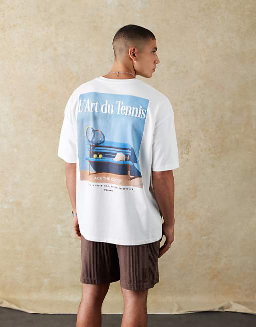 DESIGN heavyweight oversized t-shirt with summer graphic in white