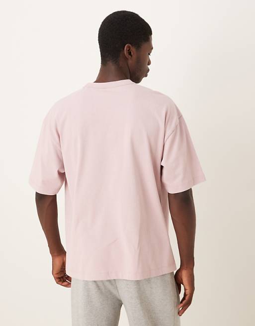 DESIGN Heavyweight Oversized T-shirt With Text Graphic In Washed Pink