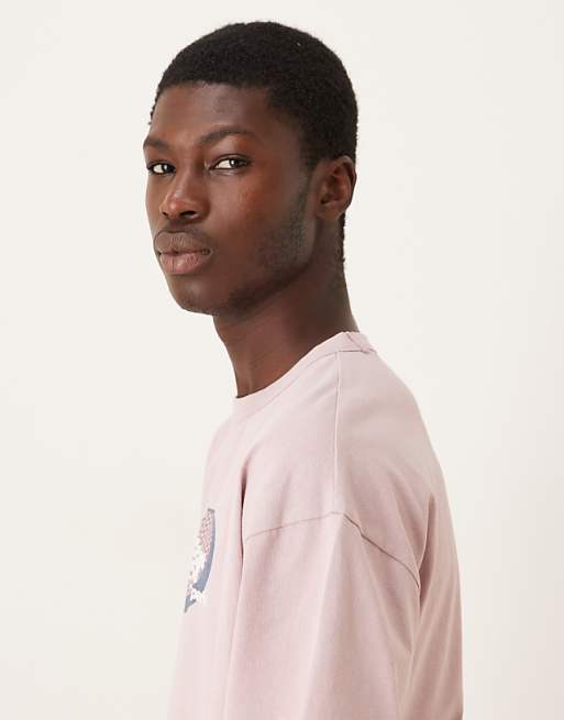 DESIGN Heavyweight Oversized T-shirt With Text Graphic In Washed Pink