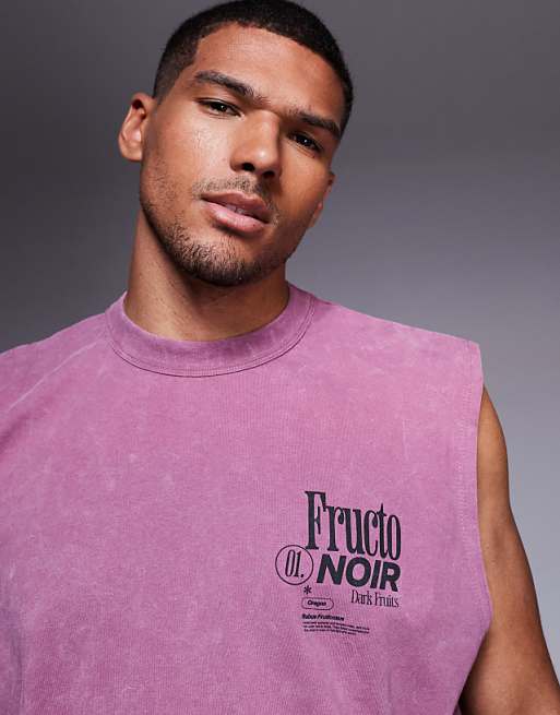 DESIGN Heavyweight Oversized Tank With Fruit Graphic In Washed Pink
