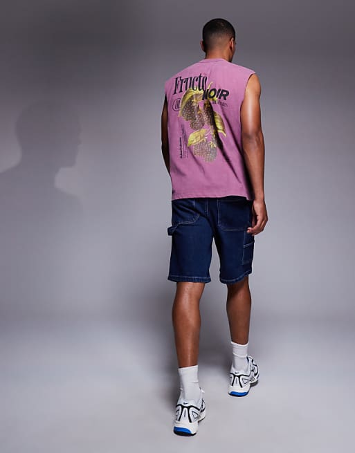 DESIGN Heavyweight Oversized Tank With Fruit Graphic In Washed Pink