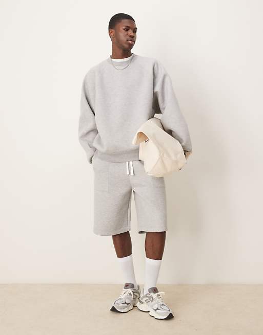 DESIGN heavyweight oversized track jacket in scuba-style fabric in charcoal