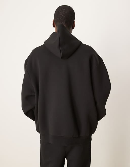 DESIGN Heavyweight Relaxed Boxy Hoodie In Scuba-style Fabric In Black