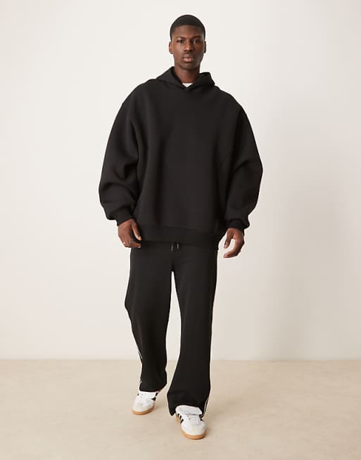 DESIGN Heavyweight Relaxed Boxy Hoodie In Scuba-style Fabric In Black