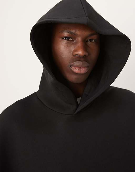 DESIGN Heavyweight Relaxed Boxy Hoodie In Scuba-style Fabric In Black