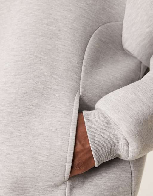 DESIGN Heavyweight Relaxed Boxy Hoodie In Scuba-style Fabric In Grey Marl