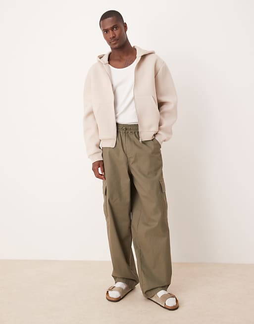 DESIGN Heavyweight Relaxed Boxy Zip Through Hoodie In Scuba-style Fabric In Grey