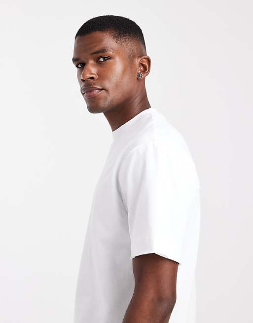 DESIGN Heavyweight Relaxed Crew Neck T-shirt With Raw Hem In White