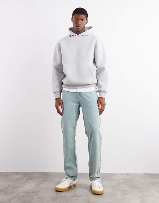 DESIGN Heavyweight Relaxed Hoodie In Scuba-style Fabric In Grey Marl