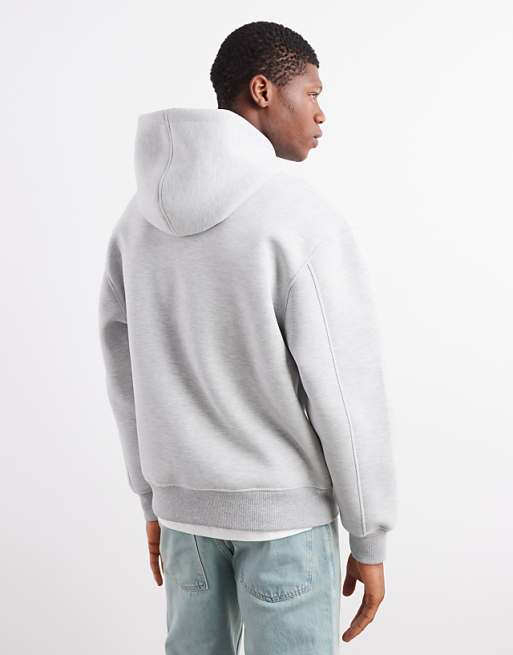 DESIGN Heavyweight Relaxed Hoodie In Scuba-style Fabric In Grey Marl