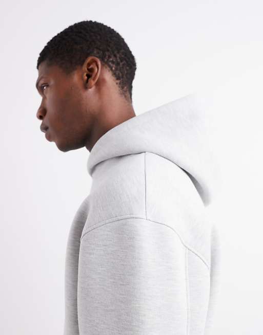 DESIGN Heavyweight Relaxed Hoodie In Scuba-style Fabric In Grey Marl