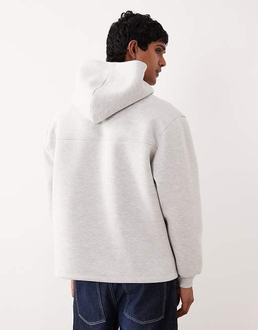 DESIGN Heavyweight Relaxed Hoodie In Scuba-style Fabric In Ice Marl