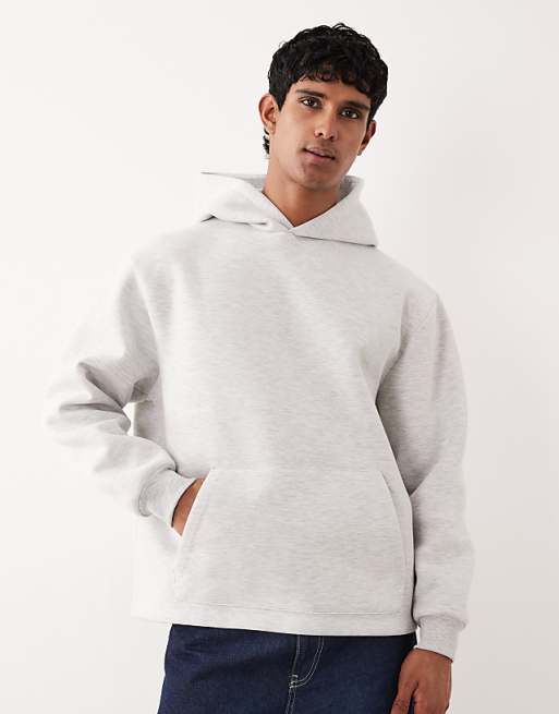 DESIGN heavyweight relaxed hoodie in scuba-style fabric in ice marl