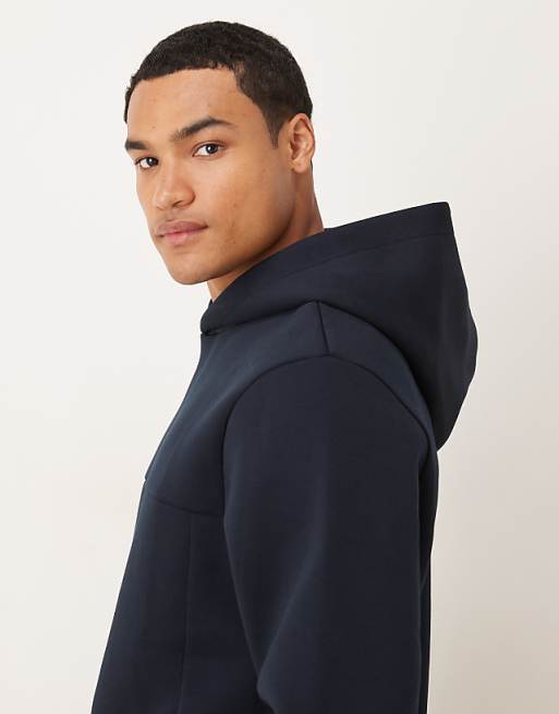 DESIGN Heavyweight Relaxed Hoodie In Scuba-style Fabric In Navy