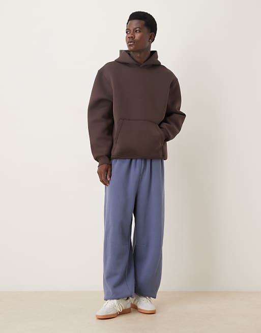 DESIGN Heavyweight Relaxed Hoodie In Scuba-style Fabric In Brown