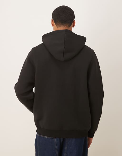 DESIGN Heavyweight Relaxed In Scuba-style Fabric Hoodie In Black
