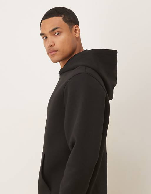DESIGN Heavyweight Relaxed In Scuba-style Fabric Hoodie In Black