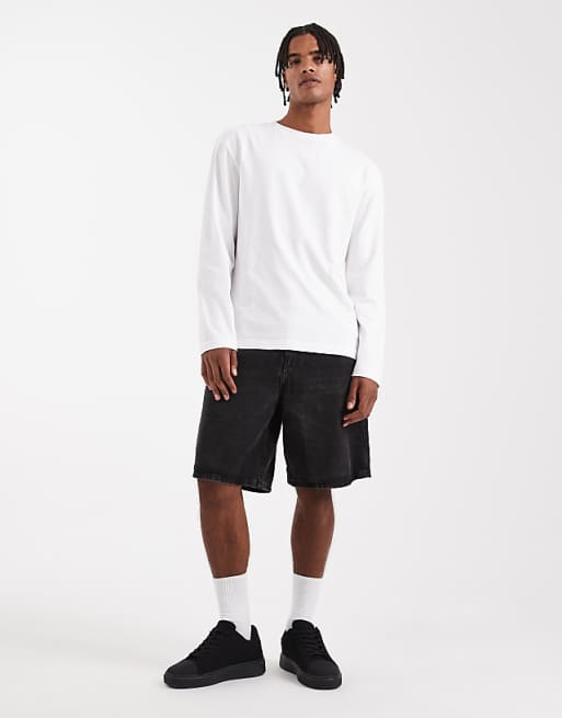 DESIGN Heavyweight Relaxed Long Sleeve T-shirt In White - WHITE