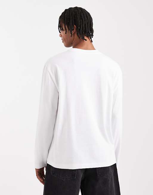 DESIGN Heavyweight Relaxed Long Sleeve T-shirt In White - WHITE