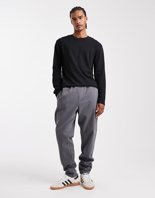 DESIGN Heavyweight Relaxed Long Sleeve T-shirt In Black - BLACK