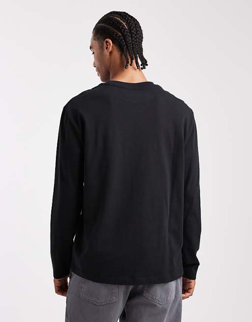 DESIGN Heavyweight Relaxed Long Sleeve T-shirt In Black - BLACK