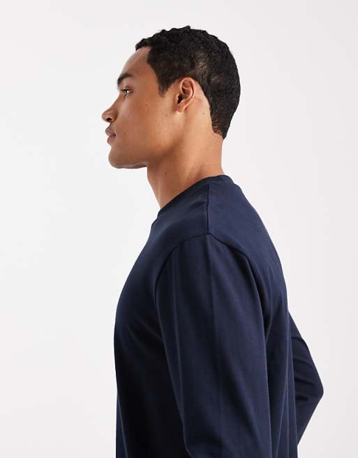 DESIGN Heavyweight Relaxed Long Sleeve T-shirt In Navy