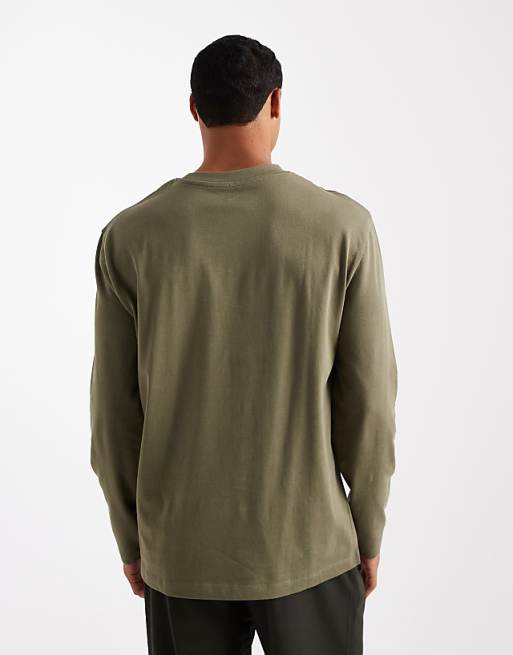DESIGN Heavyweight Relaxed Long Sleeve T-shirt In Khaki