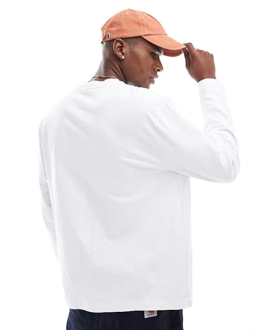 DESIGN Heavyweight Relaxed Long Sleeve T-shirt In White