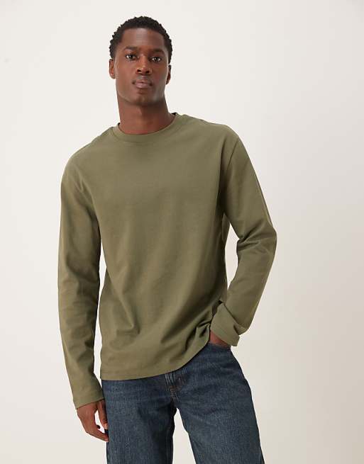 DESIGN heavyweight relaxed long sleeve t-shirt in dusty olive