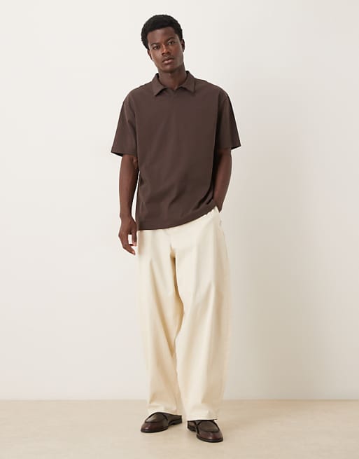 DESIGN Heavyweight Relaxed Polo In Brown