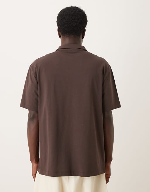 DESIGN Heavyweight Relaxed Polo In Brown