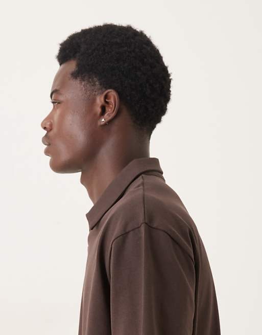 DESIGN Heavyweight Relaxed Polo In Brown