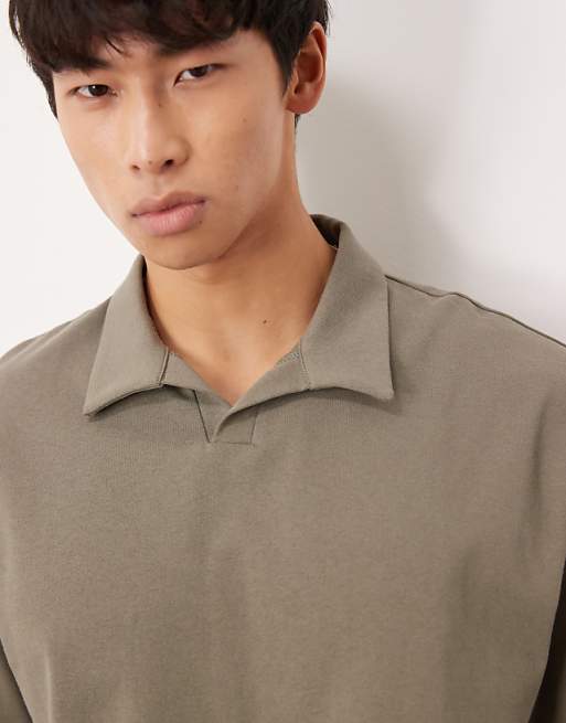 DESIGN Heavyweight Relaxed Polo In Khaki
